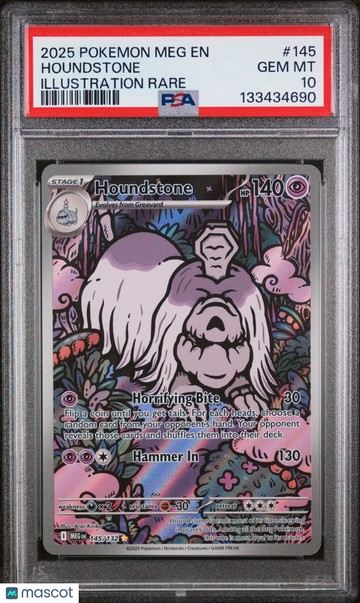 2025 Pokemon Meg EN-Mega Evolution Houndstone Illustration Rare PSA 10 #145