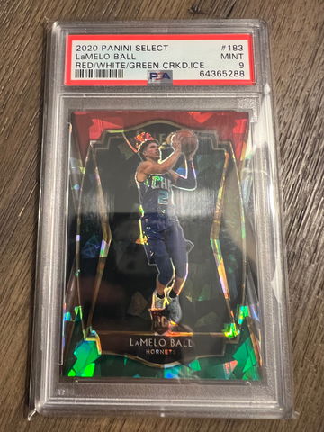 2020 Panini Select Lamelo Ball Red/White/Green cracked ice PSA 9