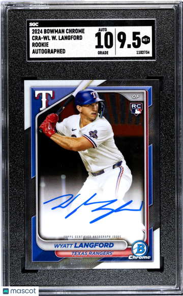 2024 Bowman Chrome Wyatt Langford #CRA-WL Rookie Autograph SGC 9.5 Auto 10