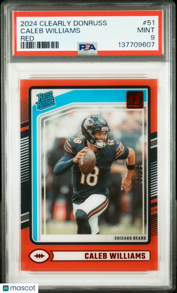 2024 Panini Clearly Donruss Caleb Williams #51 Red PSA 9