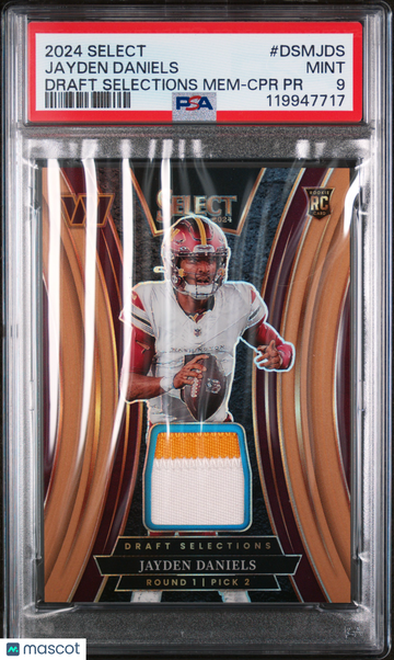 2024 Panini Select Draft Selections Memorabilia Jayden Daniels #DSMJDS CPR PR PSA 9