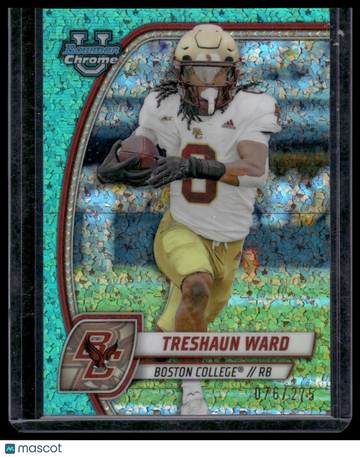 2024 Bowman University Chrome Treshaun Ward #176 Aqua Mini-Diamond Refractor SN