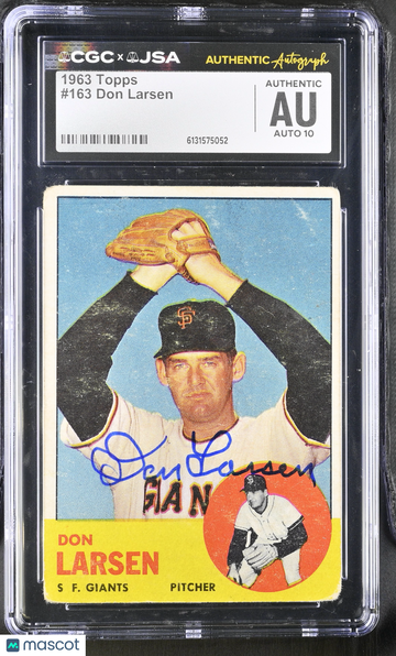 1963 Topps Don Larsen #163 CGC Authentic JSA Auto 10