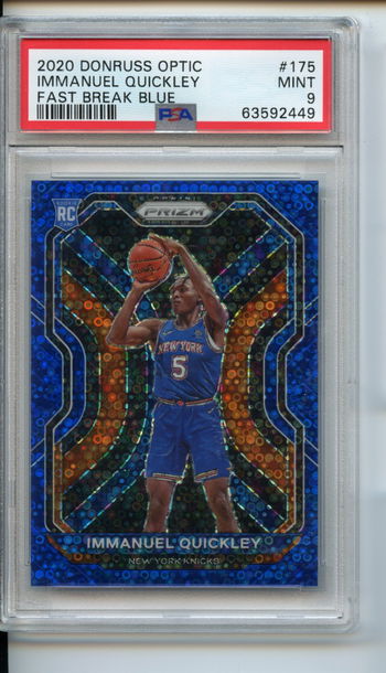 PSA 9 /175 Immanuel Quickley Prizm Fast Break Blue Disco Rookie #296 RC Holo