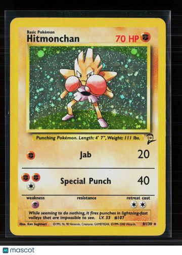 2000 Base Set 2 Hitmonchan Holo Rare #8/130