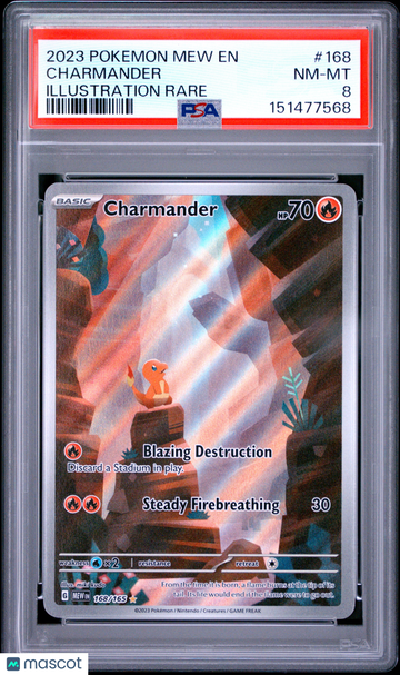 2023 Pokemon Mew EN-151 Charmander Illustration Rare PSA 8 #168