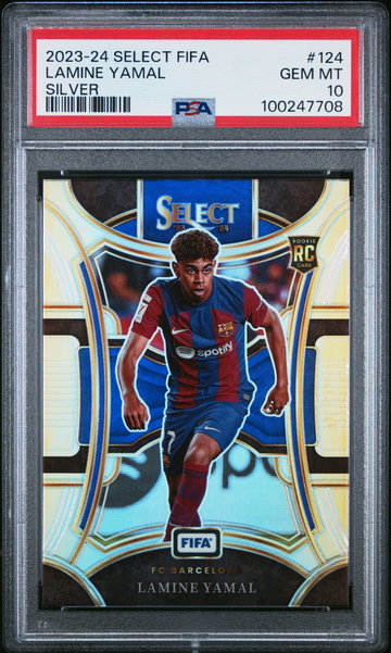 2023-24 PANINI SELECT FIFA LAMINE YAMAL SILVER #124 RC ROOKIE PSA 10