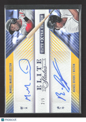 2015 Panini Elite Extra Edition Elite Status Manuel Margot Rafael Devers #4 2/5 Auto