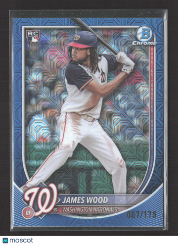 2025 Topps Bowman Chrome James Wood #29 Blue Lunar Glow Refractor RC 007/175