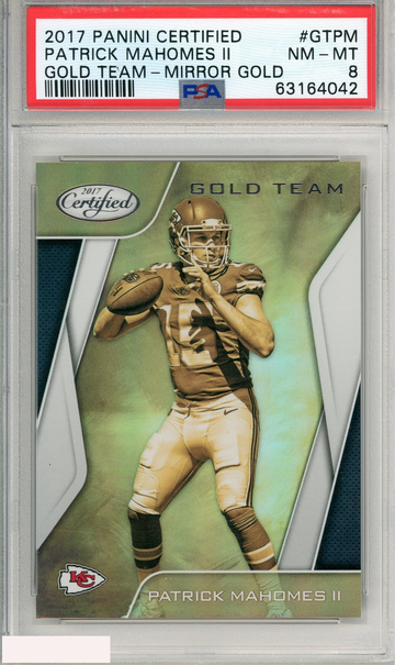 2017 PANINI CERTIFIED GOLD TEAM PATRICK MAHOMES II #GTPM MIRROR GOLD PSA 8 RC