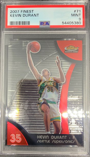 2007 TOPPS FINEST KEVIN DURANT ROOKIE CARD RC PSA 9