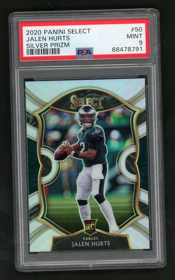 2020 Panini Select Concourse Silver Prizm Jalen Hurts #50 PSA 9