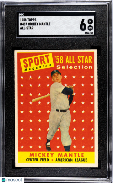 1958 Topps Mickey Mantle #487 All Star SGC 6