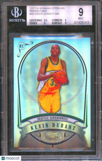 Kevin Durant 2007 Bowman Sterling Refractors /399 BGS 9