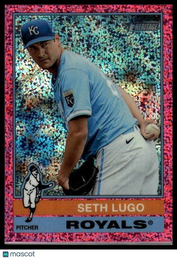 2025 Topps Heritage Seth Lugo #312 Chrome Pink Sparkle Refractor
