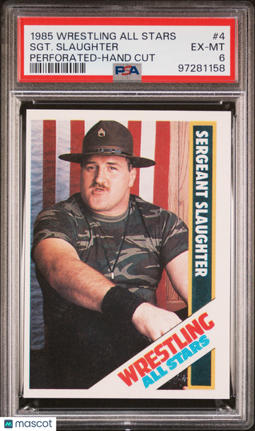 1985 O'quinn Wrestling All Stars SGT. Slaughter #4 Perforated Hand Cut PSA 6