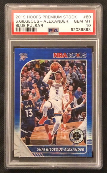2019 Panini Hoops Premium Stock S. Gilgeous Alexander Blue Pulsar PSA 10