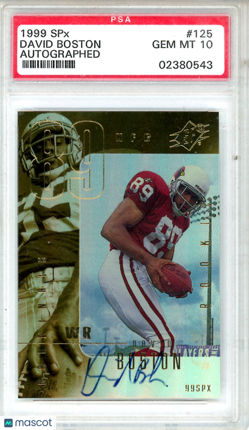 1999 SPX David Boston #125 Autographed Rookie PSA 10