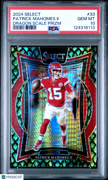 2024 Panini Select Patrick Mahomes II #33 Dragon Scale Prizm PSA 10