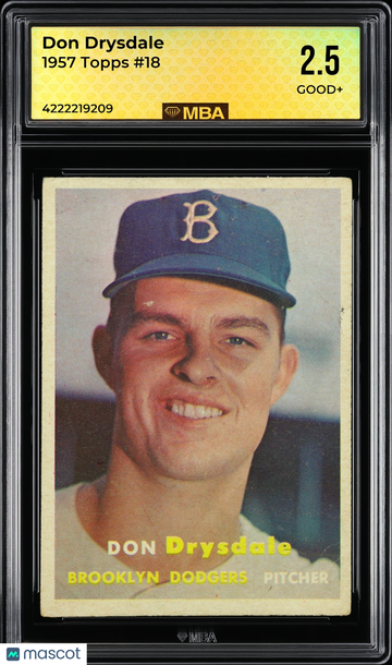 1957 Topps Don Drysdale #18 RC MBA 2.5