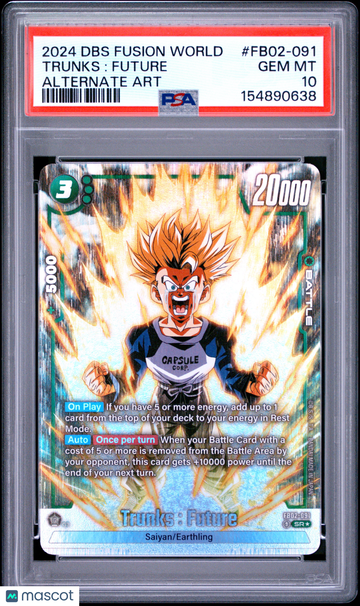 2024 Dragon Ball Super Card Game Fusion World Blazing Aura Trunks : Future Alternate Art PSA 10 #FB02-091