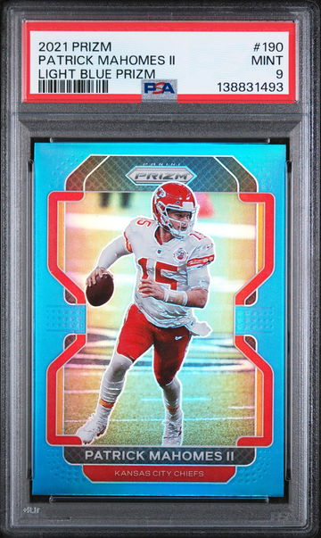 2021 Panini Prizm Light Blue Patrick Mahomes II #190 PSA 9