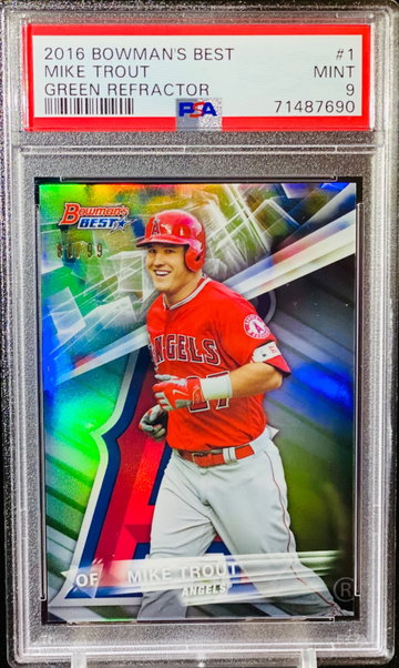 Mike Trout Refractor PSA 9 Green /99 2016 Bowman Best