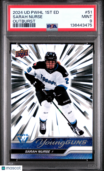 2024 Upper Deck Pwhl 1st Edition Sarah Nurse #51 Outburst Silver Young Guns PSA 9