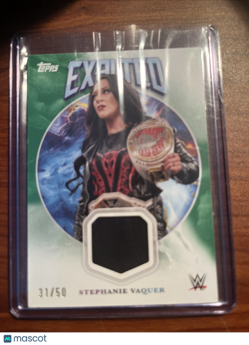 2025 Topps Exalted WWE Stephanie Vaquer #ER-SVR Green Parallel/Variety Memorabilia Insert