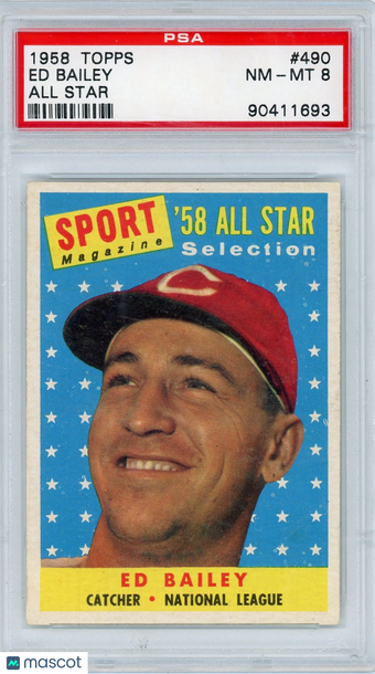 1958 Topps Ed Bailey #490 All Star PSA 8