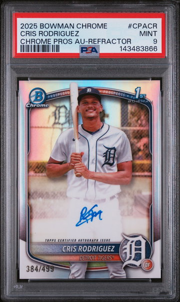 2025 Bowman Chrome Prospect Autographs Refractor Cris Rodriguez #CPA-CR /499 PSA 9