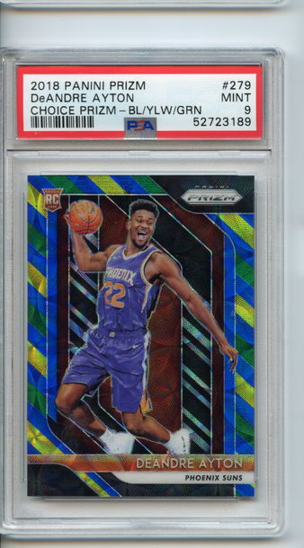 DeAndre Ayton Rookie Green Yellow Blue Choice Prizm RC #279 2018 SP PSA 9 Mint