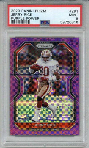 2020 PANINI PRIZM PURPLE POWER #291 JERRY RICE CARD 49ERS LE 42/49 PSA 9 LOW POP