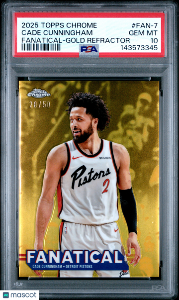 2025 Topps Chrome Fanatical Cade Cunningham #FAN-7 Gold Refractor /50 PSA 10