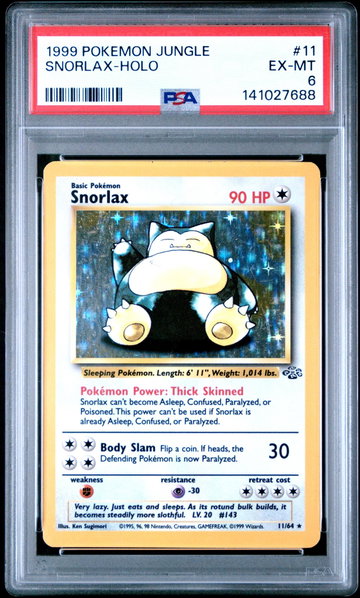 1999 Pokemon Jungle Holo Snorlax #11 PSA 6