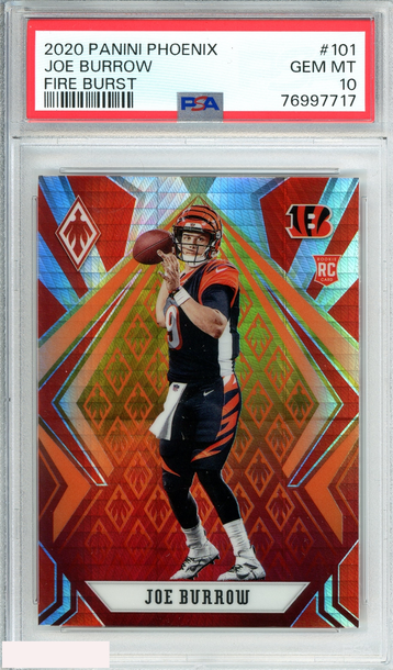 2020 PANINI PHOENIX JOE BURROW #101 FIRE BURST ROOKIE RC PSA 10 GEM MT
