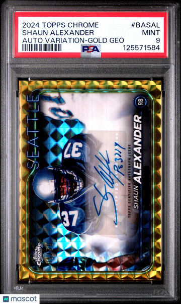 2024 Topps Chrome Shaun Alexander #BA-SAL Auto Variation-Gold Geo Short Print / Parallel/Variety PSA 9 Topps