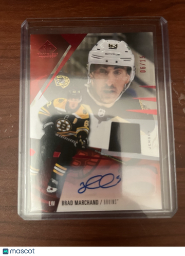 2023-24 SP Game Used Brad Marchand #119 Blue Auto Short Print
