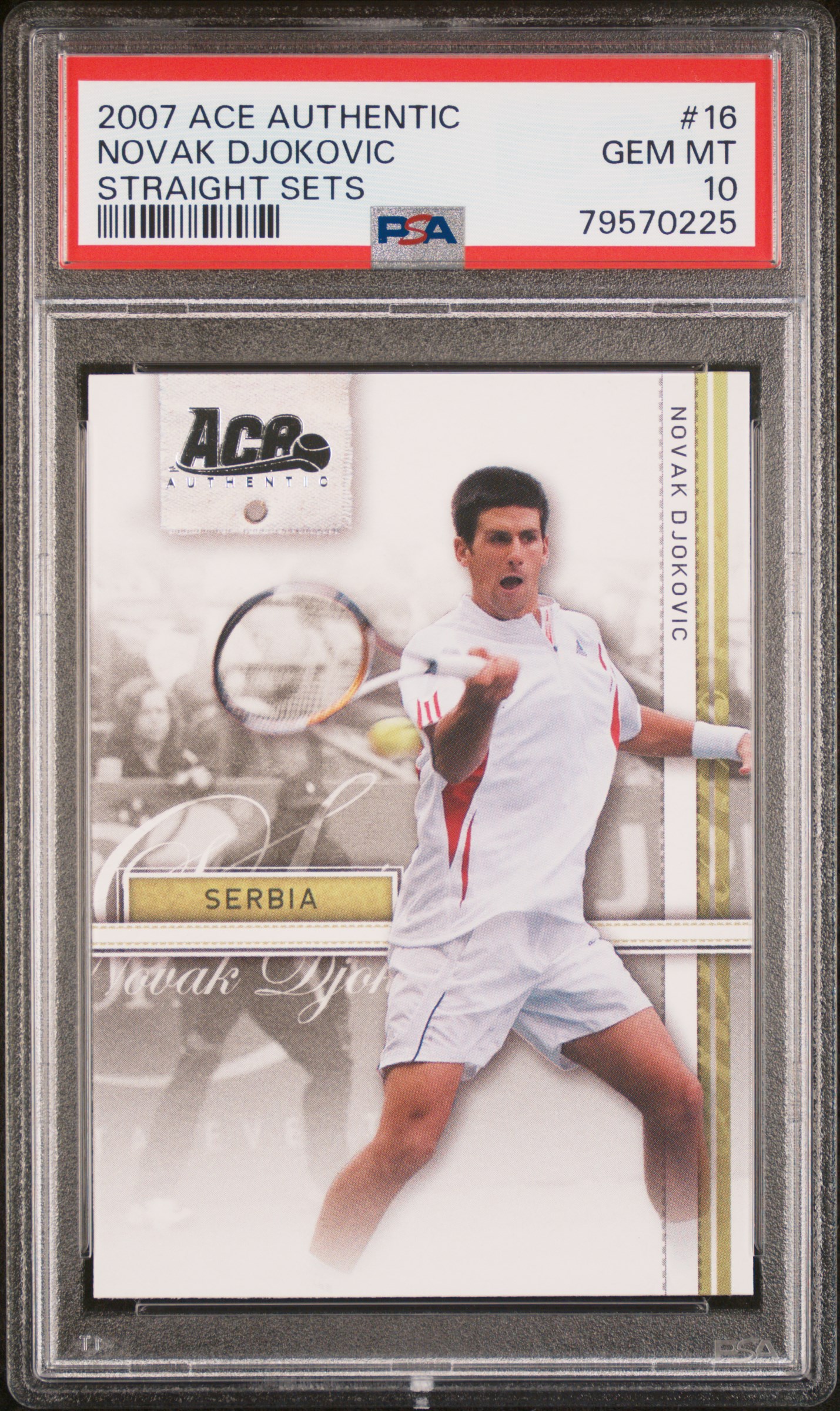 Novak Djokovic 2007 Ace Authentic Straight Sets Rookie #16 PSA 10