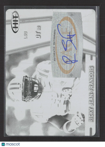 2009 SAGE HIT Football Ricky Jean-Francois #A42 Black Printing Plate Printing Plate One-of-One