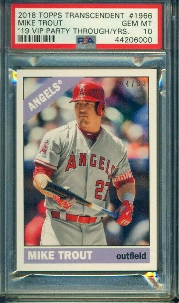 2018 Topps Transcendent Mike Trout Through the Years VIP Party /83 1966 PSA 10