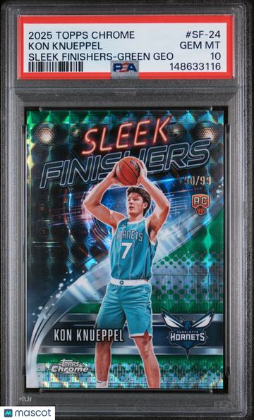 2025 Topps Chrome Sleek Finishers Kon Knueppel #SF-24 Green Geo /93 PSA 10