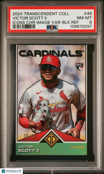 2024 Topps Transcendent Collection Transcendent Icons Chrome Victor Scott II #46 Image Var BLK Ref /10 PSA 8