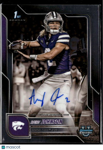 Avery Johnson 2025 Bowman Chrome University Auto Prospect Autograph Variation Kansas State Wildcats