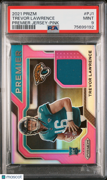 2021 Panini Prizm Premier Jersey Trevor Lawrence #PJ1 Pink PSA 9