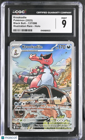 2025 Pokemon Black Bolt Krookodile Holo Illustration Rare Illustration Rare CGC 9 #137/086