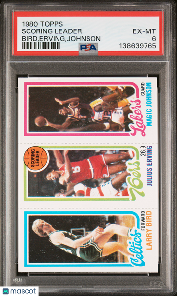 1980 Topps Scoring Leader Bird,Erving,Johnson PSA 6