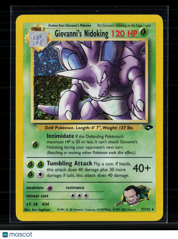 2000 Gym Challenge Giovanni's Nidoking Holo Rare #7/132