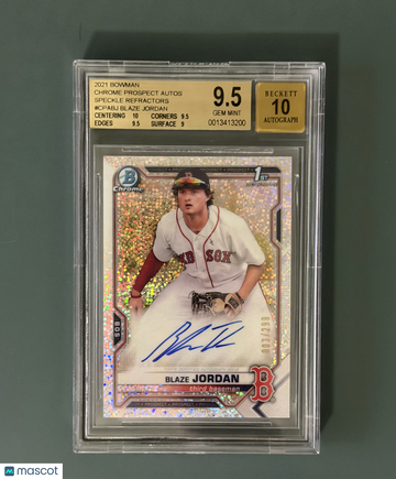 2021 Bowman Chrome Prospect Autographs Speckle Refractors Blaze Jordan #CPABJ BGS 9.5 Auto 10