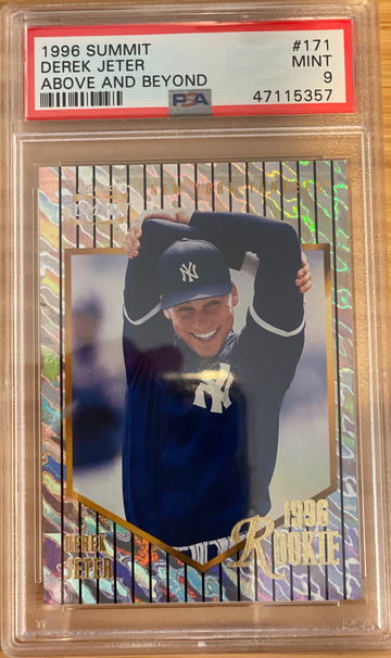 Derek Jeter Refractor Rookie RC - RARE, LOW POP - 1996 Summit Above and Beyond #171, PSA 9